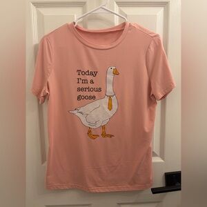 Pink T-Shirt with Goose Graphic